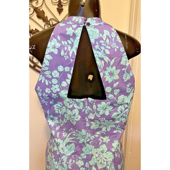 16 Yves Cossette Depeche Mode Floral Sundress Purple Blue Zipper NWT - Picture 6 of 7